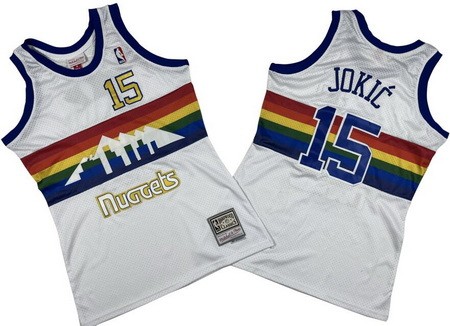 Denver Nuggets #15 Nikola Jokic White Throwback Swingman Jersey