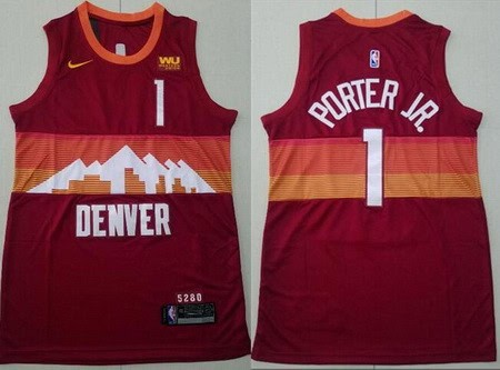 Denver Nuggets #1 Michael Porter Jr Red City Icon Sponsor Swingman Jersey