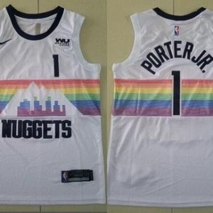 Denver Nuggets #1 Michael Porter Jr White City Icon Sponsor Swingman Jersey
