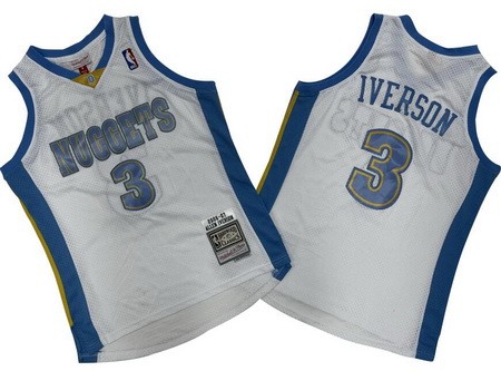 Denver Nuggets #3 Allen Iverson White 2006 Throwback Swingman Jersey