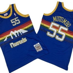 Denver Nuggets #55 Dikembe Mutombo Blue 1991 Throwback Swingman Jersey