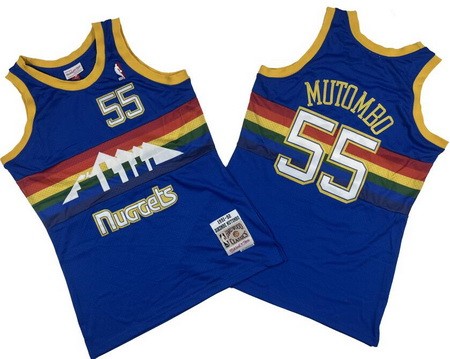 Denver Nuggets #55 Dikembe Mutombo Blue 1991 Throwback Swingman Jersey