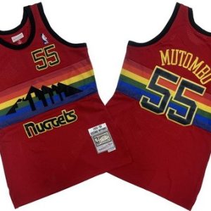 Denver Nuggets #55 Dikembe Mutombo Red 1991 Throwback Swingman Jersey
