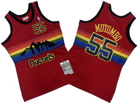 Denver Nuggets #55 Dikembe Mutombo Red 1991 Throwback Swingman Jersey