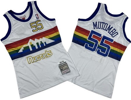 Denver Nuggets #55 Dikembe Mutombo White 1991 Throwback Swingman Jersey
