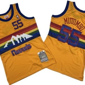 Denver Nuggets #55 Dikembe Mutombo Yellow 1991 Throwback Swingman Jersey