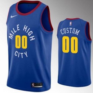 Denver Nuggets Custom Blue Statement Icon Hot Press Jersey