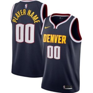 Denver Nuggets Custom Navy Icon Hot Press Jersey