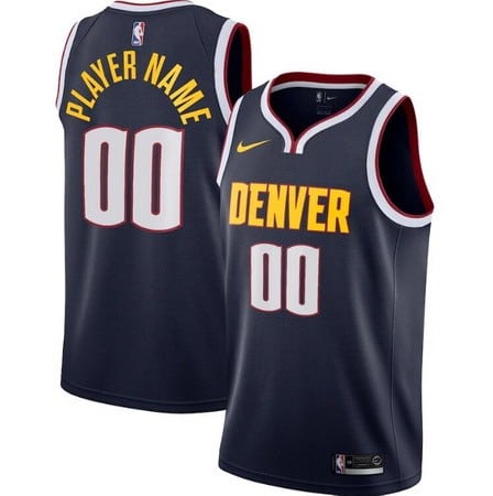Denver Nuggets Custom Navy Icon Hot Press Jersey