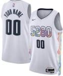 Denver Nuggets Custom White 2024 City Heat Press Jersey