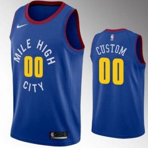 Denver Nuggets Customized Blue Statement Stitched Swingman Jersey