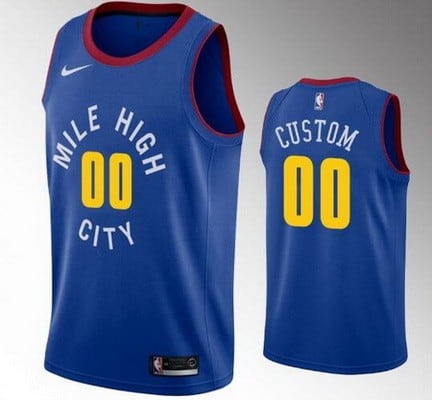Denver Nuggets Customized Blue Statement Stitched Swingman Jersey