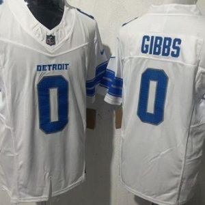 Detroit Lions #0 Jahmyr Gibbs Limited White FUSE Vapor Jersey