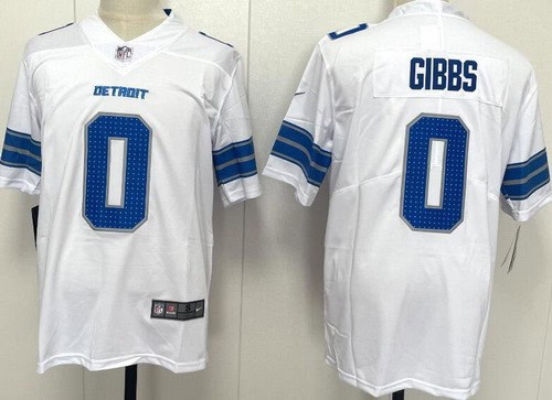 Detroit Lions #0 Jahmyr Gibbs Limited White Vapor Jersey