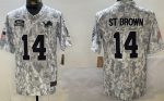 Detroit Lions #14 Amon Ra St Brown Limited Arctic Camo 2024 Salute to Service Jersey
