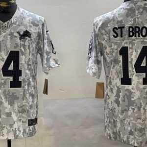 Detroit Lions #14 Amon Ra St Brown Limited Arctic Camo 2024 Salute to Service Jersey