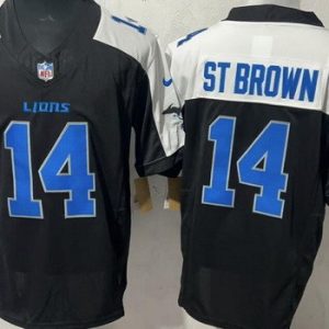 Detroit Lions #14 Amon Ra St Brown Limited Black Thanksgiving FUSE Vapor Jersey