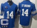 Detroit Lions #14 Amon Ra St Brown Limited Blue 2024 2025 Captain Patch FUSE Vapor Jersey