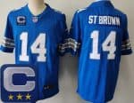 Detroit Lions #14 Amon Ra St Brown Limited Blue 2025 Captain Patch Vapor Jersey