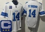 Detroit Lions #14 Amon Ra St Brown Limited White 2025 Captain Patch FUSE Vapor Jersey