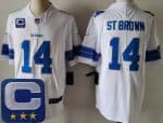 Detroit Lions #14 Amon Ra St Brown Limited White 2025 Captain Patch Vapor Jersey