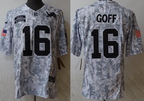 Detroit Lions #16 Jared Goff Limited Arctic Camo 2024 Salute to Service Jersey