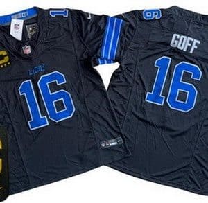 Detroit Lions #16 Jared Goff Limited Black C Patch FUSE Vapor Jersey