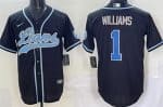 Detroit Lions #1 Jameson Williams Limited Black Fashion Baseball Jersey