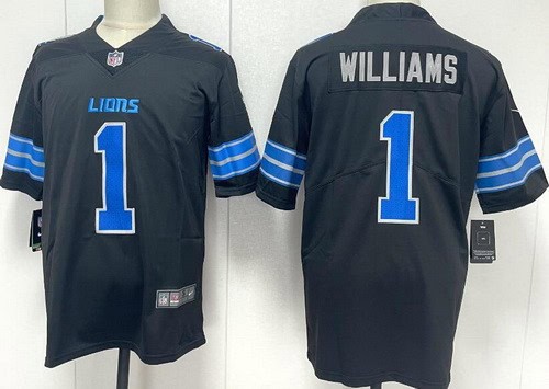 Detroit Lions #1 Jameson Williams Limited Black Vapor Jersey