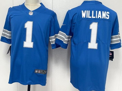 Detroit Lions #1 Jameson Williams Limited Blue Vapor Jersey