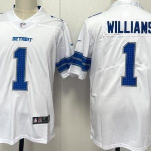 Detroit Lions #1 Jameson Williams Limited White Vapor Jersey