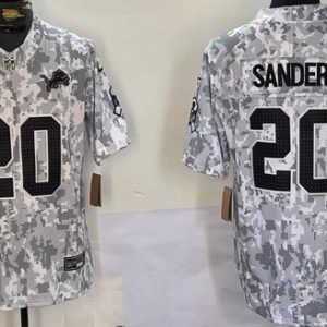 Detroit Lions #20 Barry Sanders Limited Arctic Camo 2024 Salute to Service Jersey