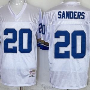 Detroit Lions #20 Barry Sanders White 1994 Throwback Jersey