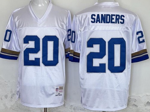 Detroit Lions #20 Barry Sanders White 1994 Throwback Jersey