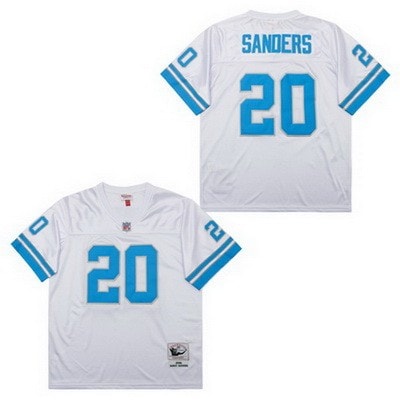 Detroit Lions #20 Barry Sanders White 1996 Throwback Jersey