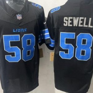 Detroit Lions #58 Penei Sewell Limited Black FUSE Vapor Jersey
