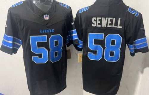 Detroit Lions #58 Penei Sewell Limited Black FUSE Vapor Jersey