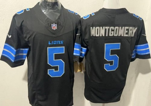 Detroit Lions #5 David Montgomery Limited Black FUSE Vapor Jersey