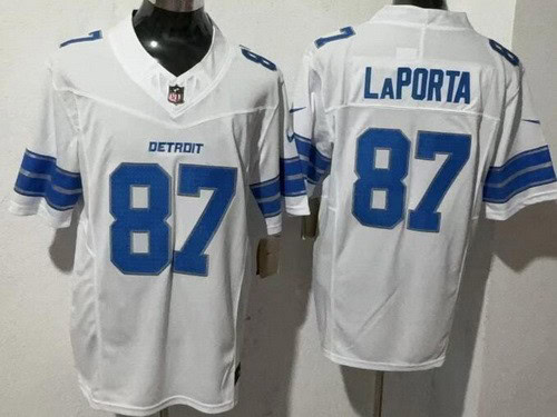 Detroit Lions #87 Sam Laporta Limited White FUSE Vapor Jersey