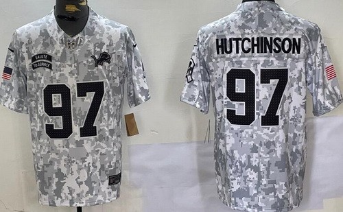 Detroit Lions #97 Aidan Hutchinson Limited Arctic Camo 2024 Salute to Service Jersey