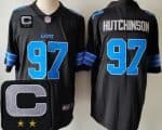 Detroit Lions #97 Aidan Hutchinson Limited Black 2025 Captain Patch Vapor Jersey
