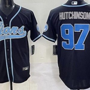 Detroit Lions #97 Aidan Hutchinson Limited Black Fashion Baseball Jersey
