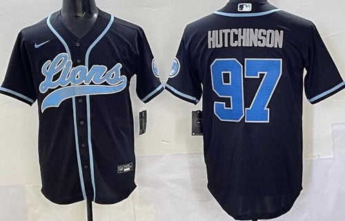 Detroit Lions #97 Aidan Hutchinson Limited Black Fashion Baseball Jersey