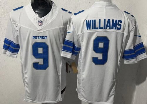 Detroit Lions #9 Jameson Williams Limited White FUSE Vapor Jersey