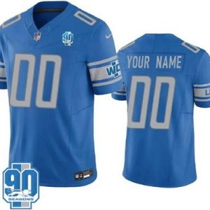 Detroit Lions Customized Limited Blue 90th Season FUSE Vapor Jersey