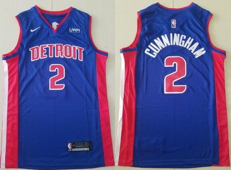 Detroit Pistons #2 Cade Cunningham Blue Icon Sponsor Swingman Jersey