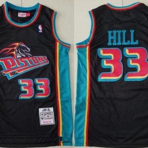 Detroit Pistons #33 Grant Hill Black 1998 Throwback Swingman Jersey