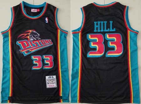 Detroit Pistons #33 Grant Hill Black 1998 Throwback Swingman Jersey