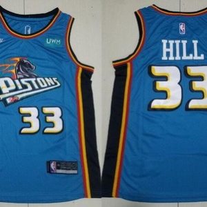 Detroit Pistons #33 Grant Hill Blue Classic Icon Sponsor Swingman Jersey