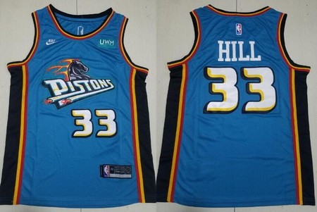 Detroit Pistons #33 Grant Hill Blue Classic Icon Sponsor Swingman Jersey